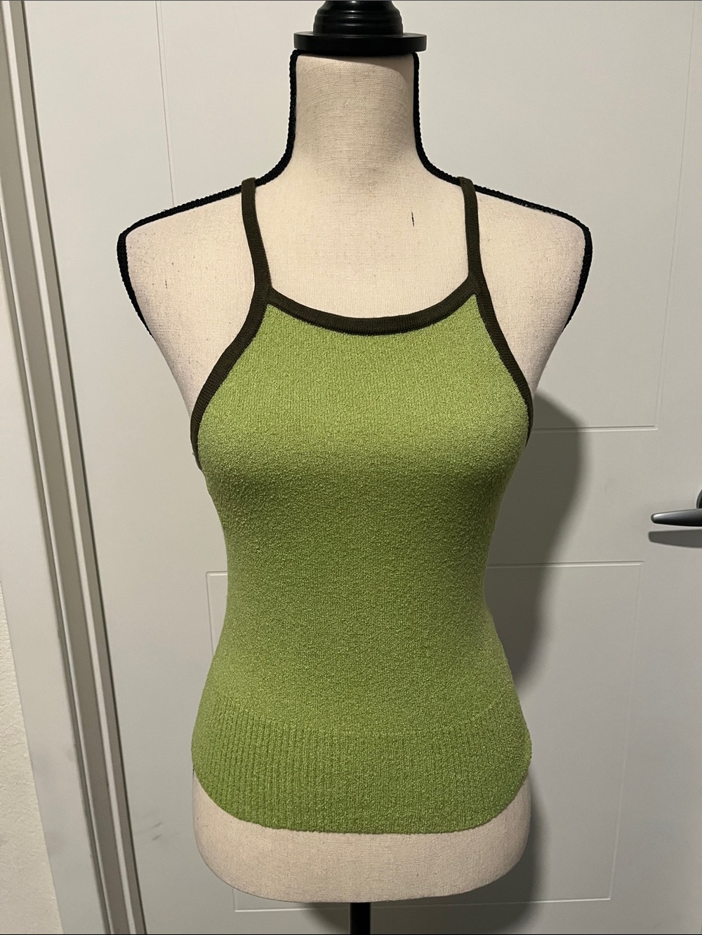 Y2K Vintage Guess Jeans Green Knit Tank Top Event Club Party Festival Concert